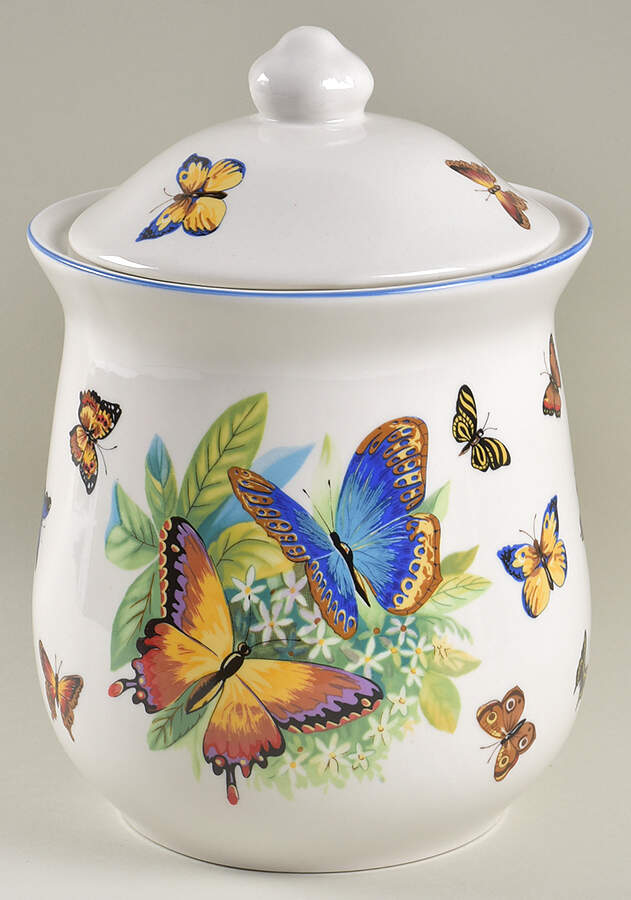 Butterflies Extra Large Canister & Lid by Tabletops Unlimited-1