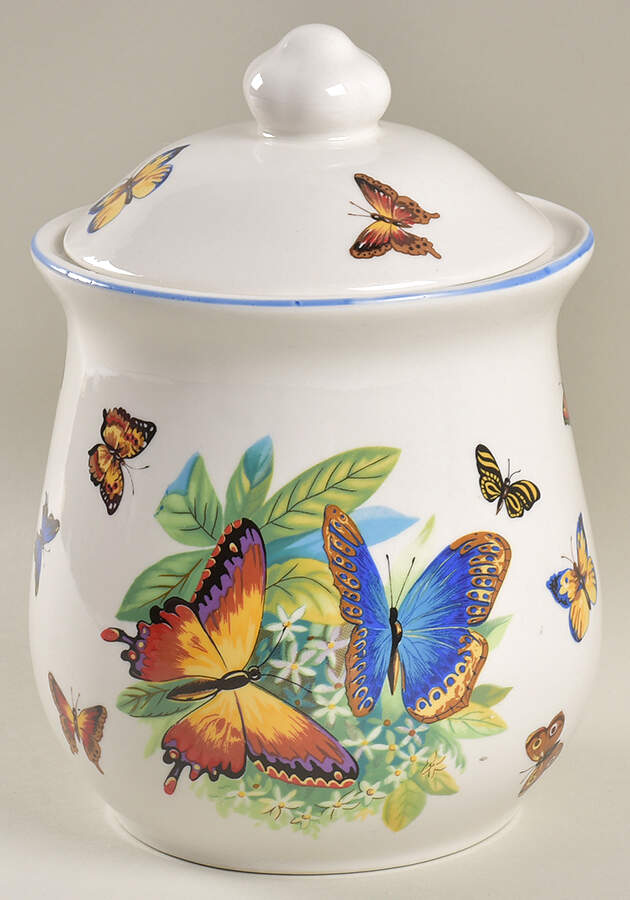 Butterflies Large Canister & Lid by Tabletops Unlimited-1