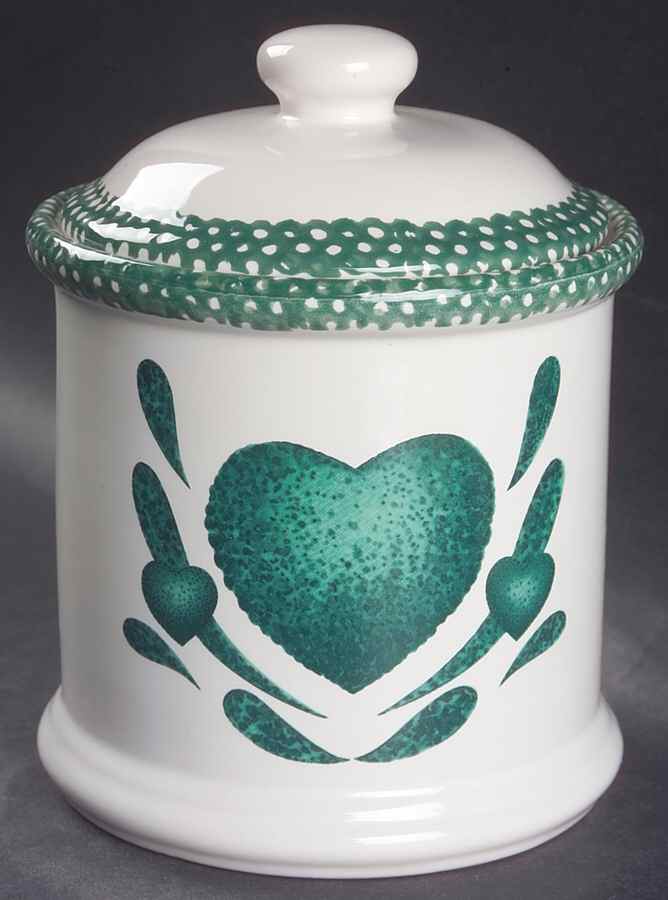 Hearts Green Large Canister & Lid by Tienshan-1