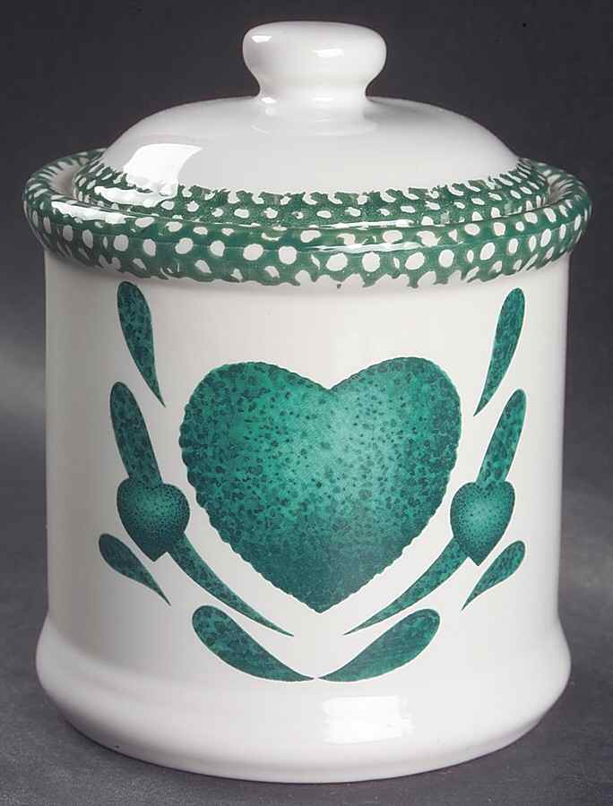 Hearts Green Medium Canister & Lid by Tienshan-1