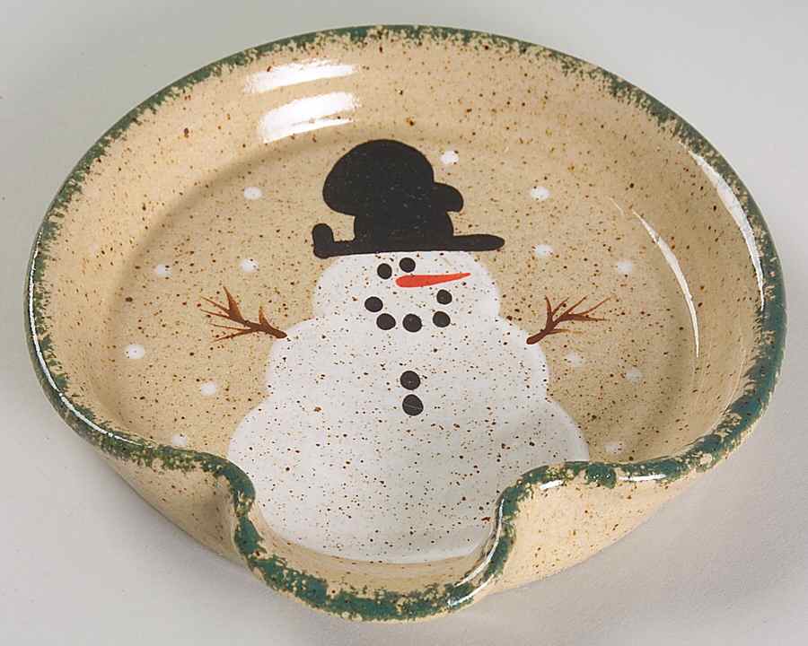 Traditional Snowman (Made in Mold) Spoon Rest/Holder (Holds 1 Spoon) by Three Rivers-1