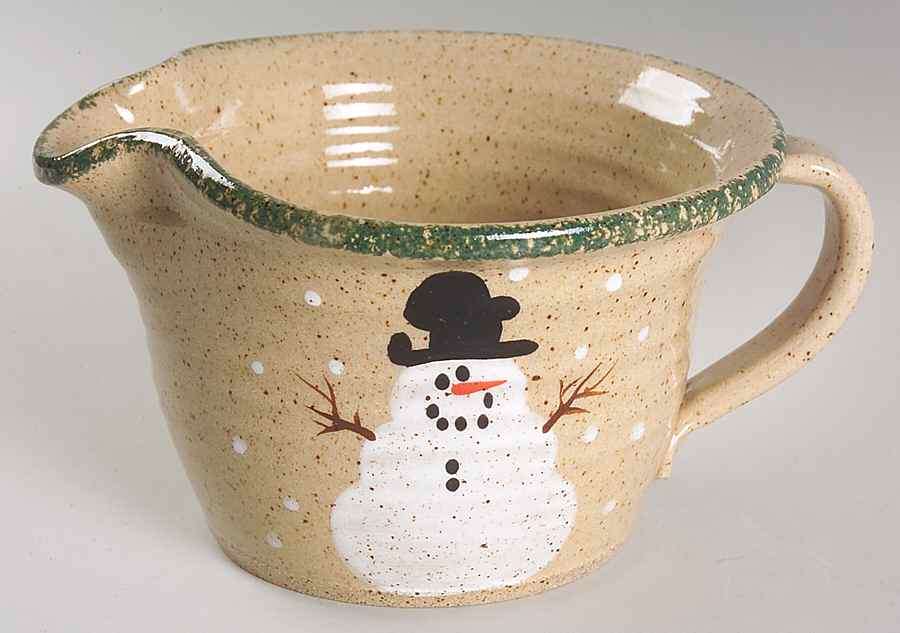 Traditional Snowman (Made in Mold) Small Batter Bowl by Three Rivers-1