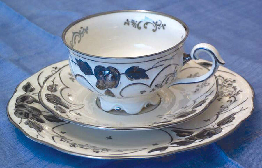 TIL14 Footed Cup & Saucer Set by R S Tillowitz-1