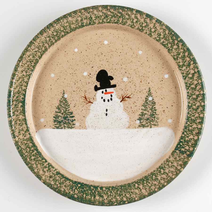 Snowman & Pines (Hand Thrown) Salad Plate by Three Rivers-1