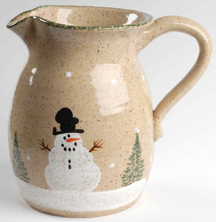 Snowman & Pines (Hand Thrown) 52 Oz Pitcher by Three Rivers-1
