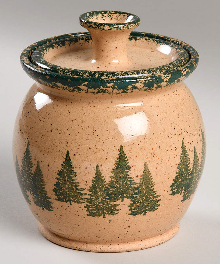 Winter Pines Brown (Hand Thrown) Sugar Bowl & Lid by Three Rivers-1