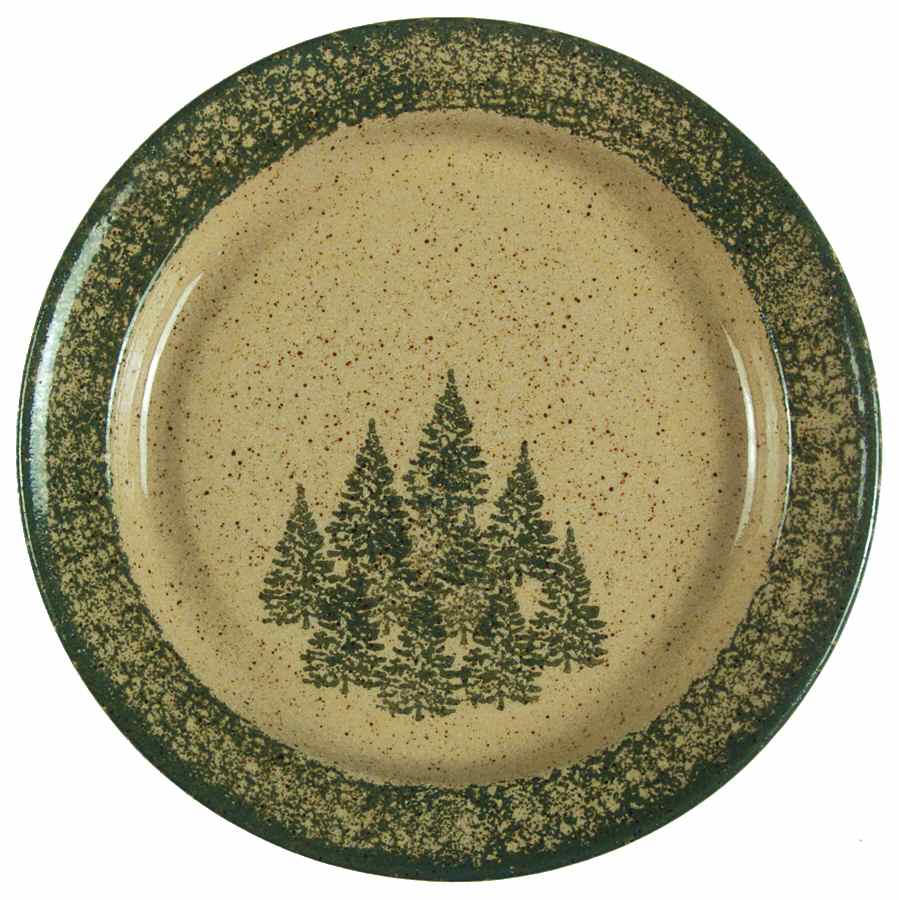 Winter Pines Brown (Hand Thrown) Dessert/Pie Plate by Three Rivers-1