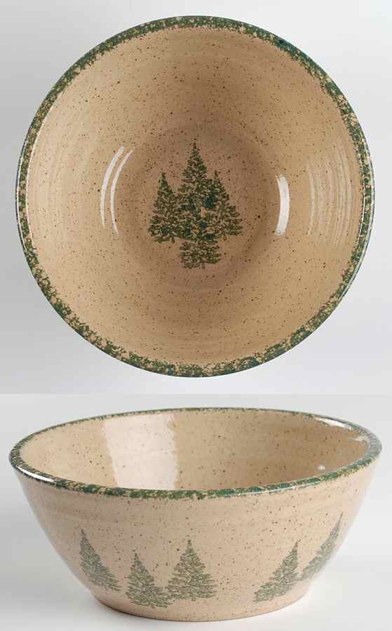 Winter Pines Brown (Hand Thrown) 8" Round Vegetable Bowl by Three Rivers-1