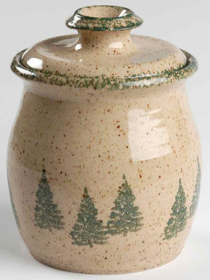 Winter Pines Brown (Hand Thrown) Sugar Bowl & Lid by Three Rivers-1