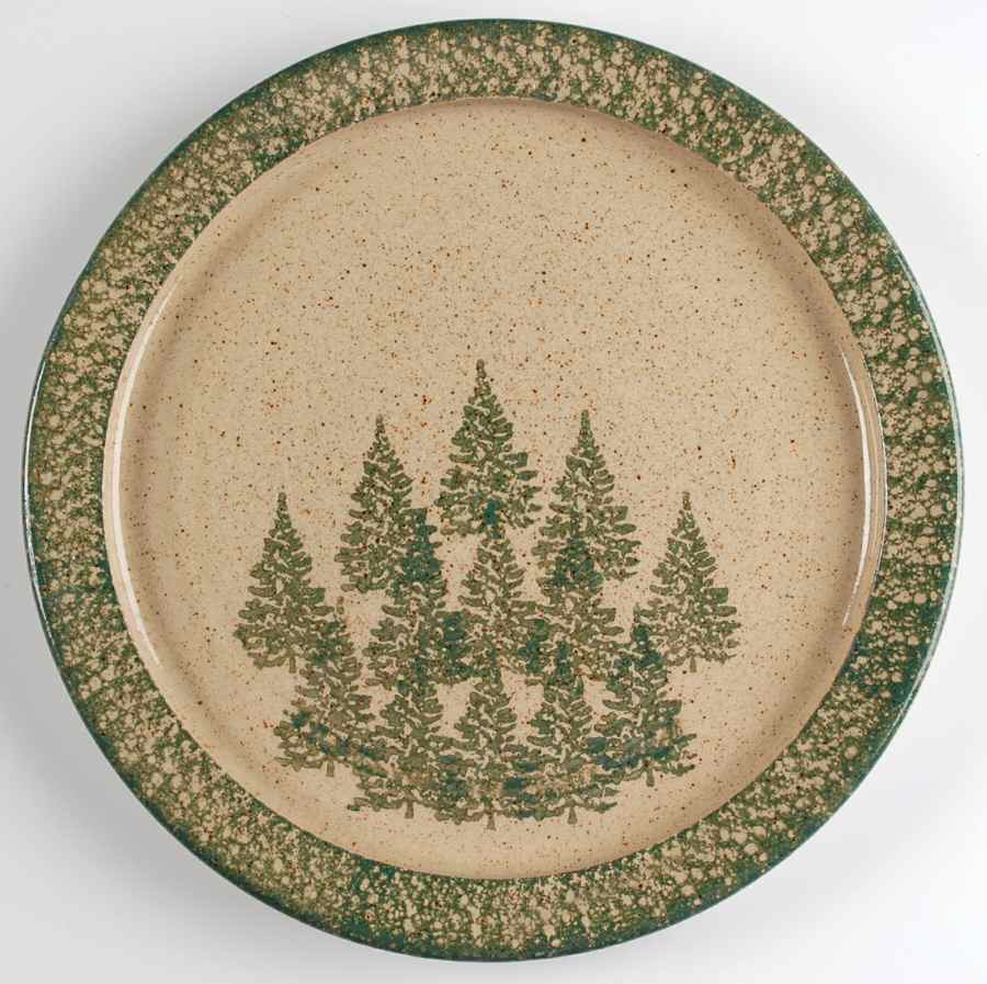 Winter Pines Brown (Hand Thrown) 11" Chop Plate (Round Platter) by Three Rivers-1