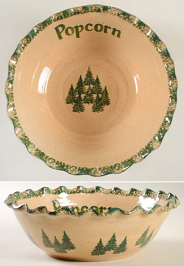 Winter Pines Brown (Hand Thrown) Popcorn Bowl by Three Rivers-1