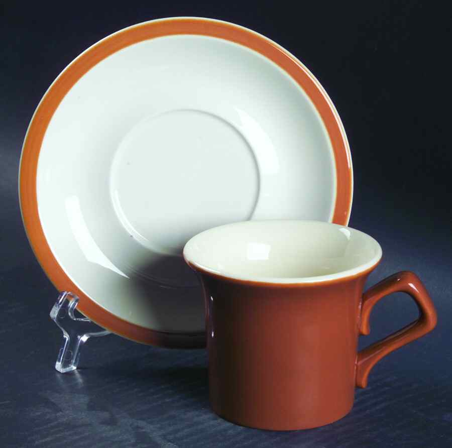 Persimmon Flat Cup & Saucer Set by Taylorton Potteries-1