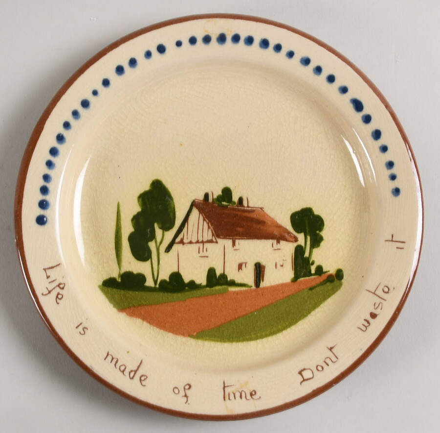 Motto Ware (Cottage) Dessert/Pie Plate by Torquay Pottery-1