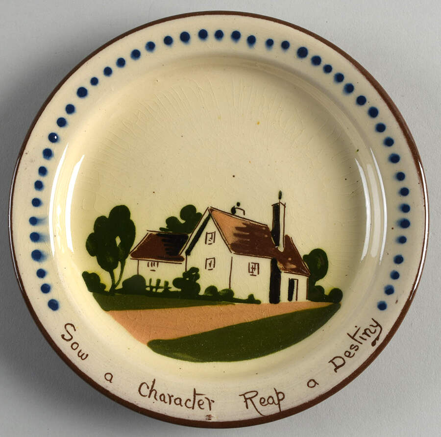 Motto Ware (Cottage) Dessert/Pie Plate by Torquay Pottery-1