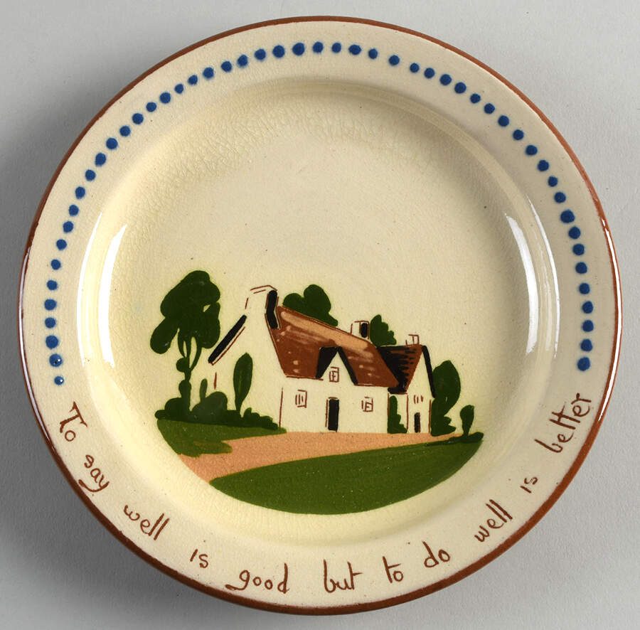 Motto Ware (Cottage) Dessert/Pie Plate by Torquay Pottery-1