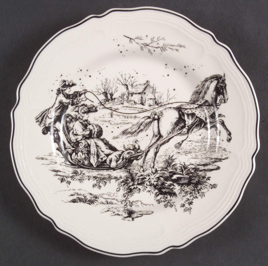 New England Toile (People) Salad Plate by Tabletops Unlimited-1