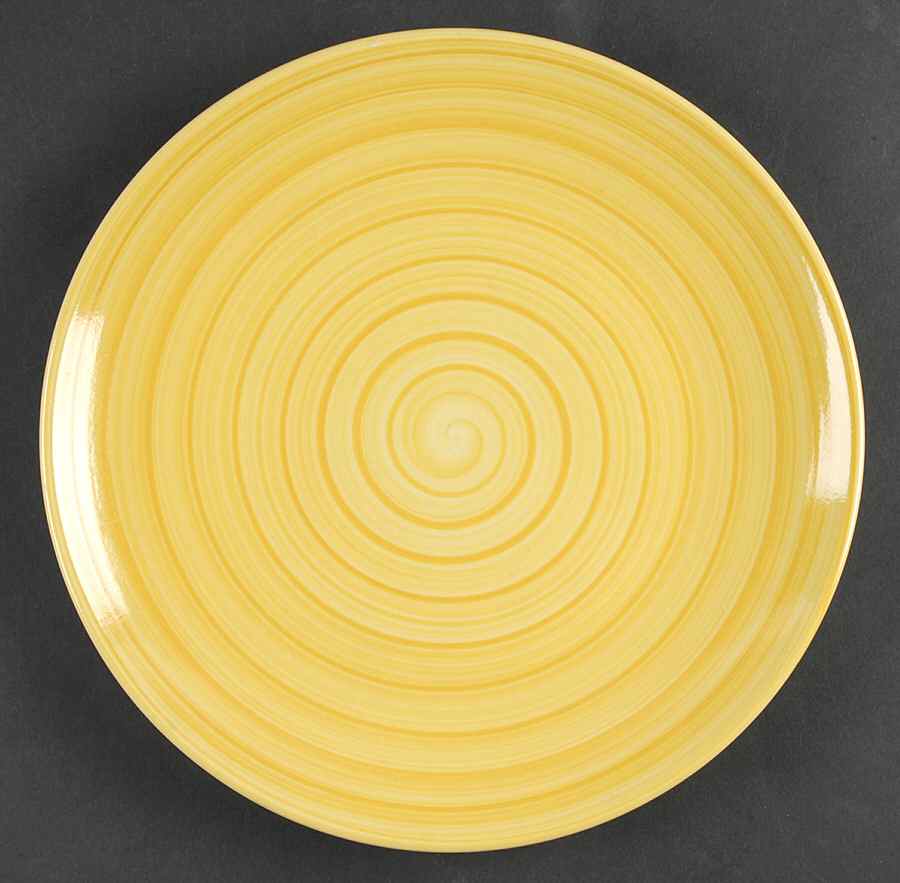 Swirl Yellow Dinner Plate by Tabletops Unlimited-1