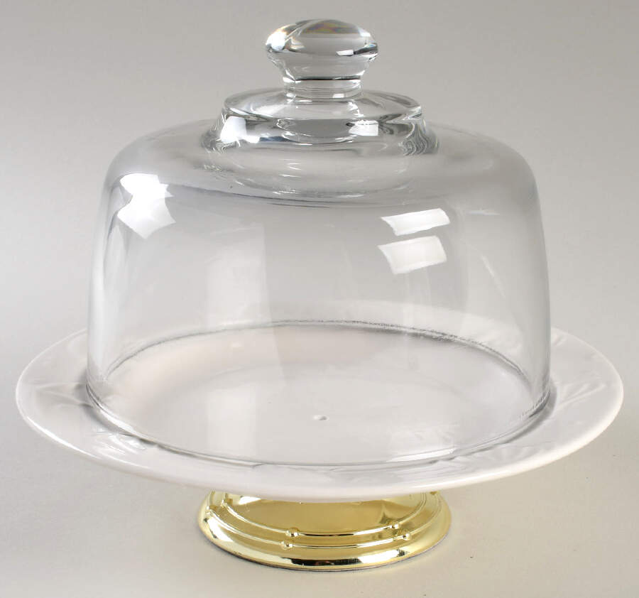 Seashells 6 1/2"-7 1/2" Footed Cheese Plate w/ Glass Dome HC by Thomson-1