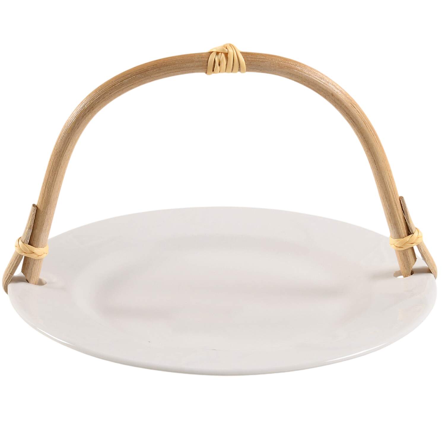 Seashells 5 3/8"-5 5/8" Bamboo Handled Serving Plate  HC by Thomson-1
