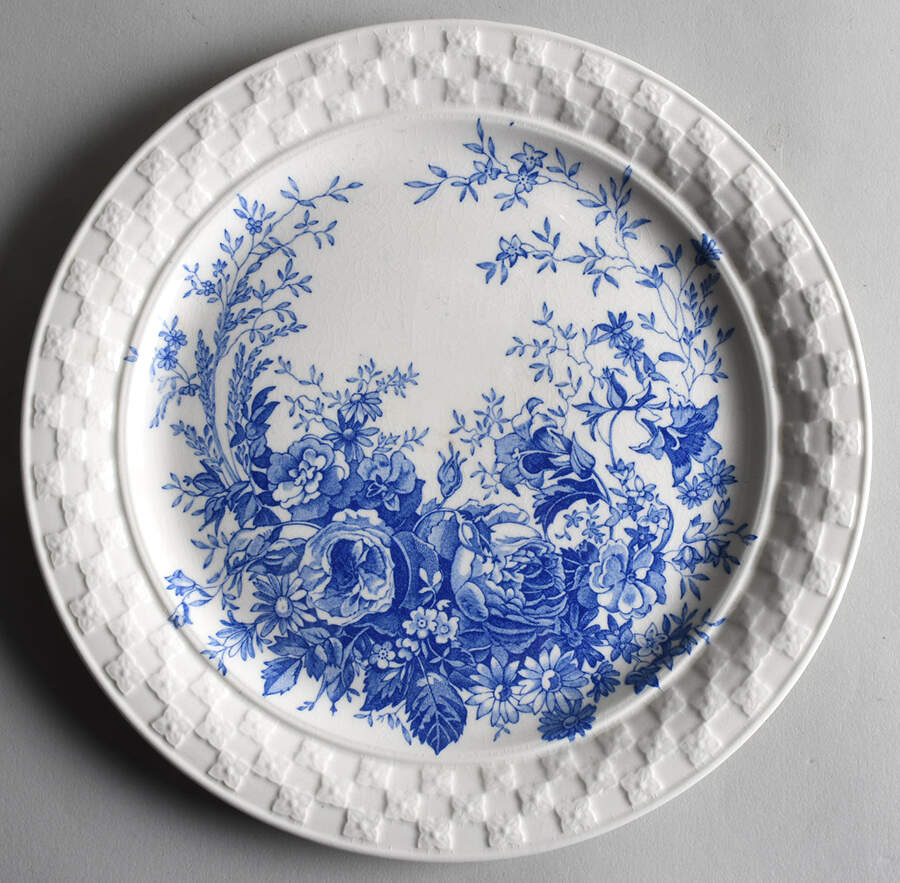 Delphenian Rose Blue (Beverly) Luncheon Plate by Taylor, Smith & Taylor (Ts&T)-1