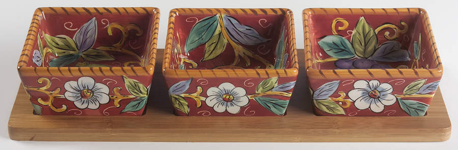 Villa Antiqua Condiment Set-3 Open Bowls & Tray by Tabletops Unlimited-1