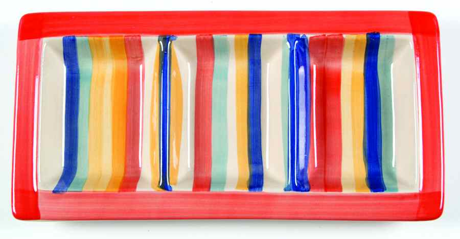 Water Color Red (Round) 3-Part Relish by Tabletops Unlimited-1