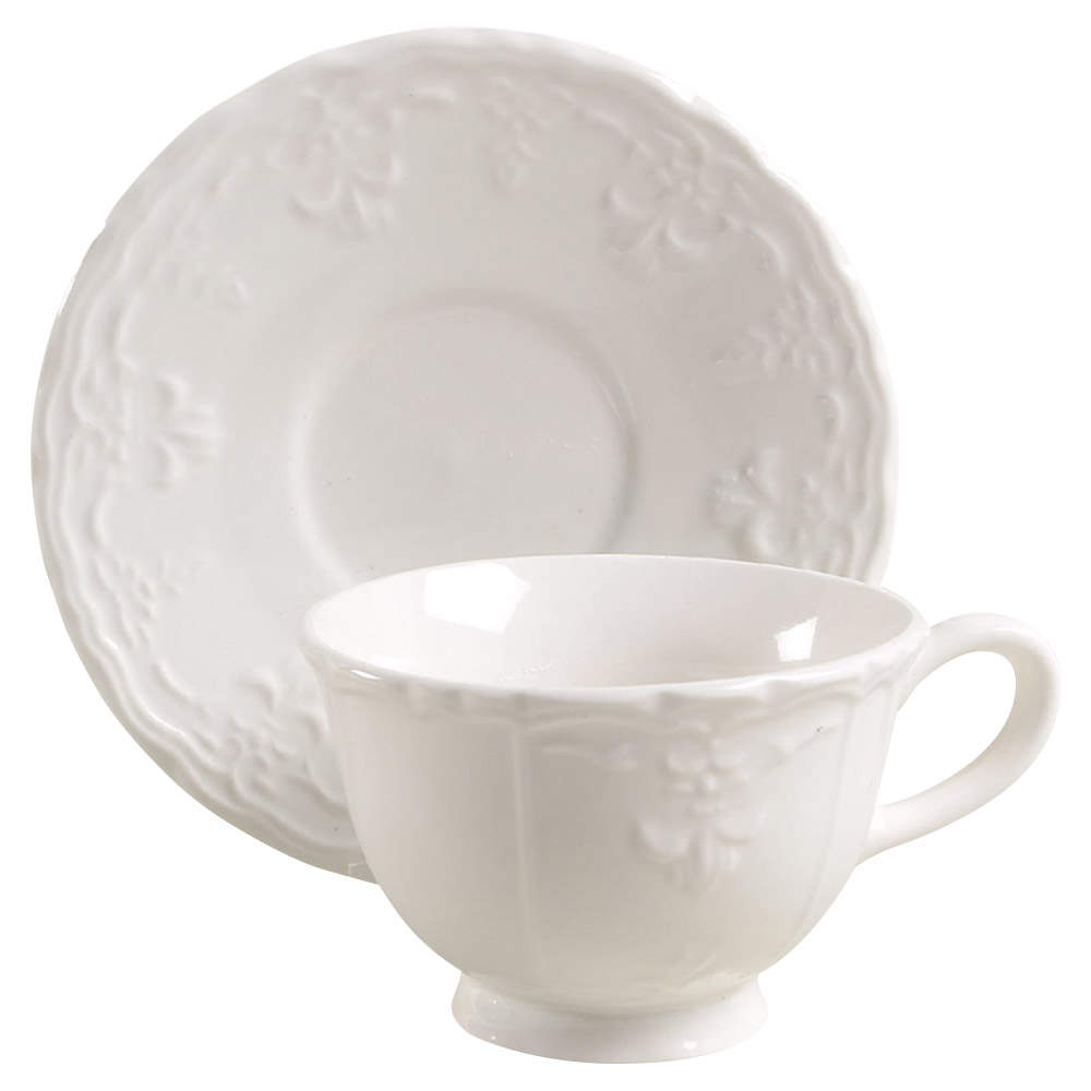 Versailles White Footed Cup & Saucer Set by Tabletops Unlimited-1