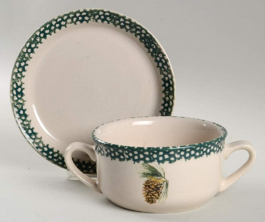 Evergreen Flat Cream Soup & Saucer Set by Thomson-1