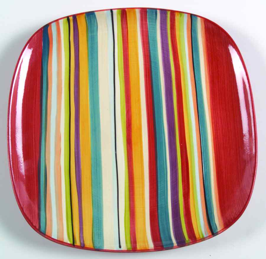 Water Color Red (Square) Dinner Plate by Tabletops Unlimited-1
