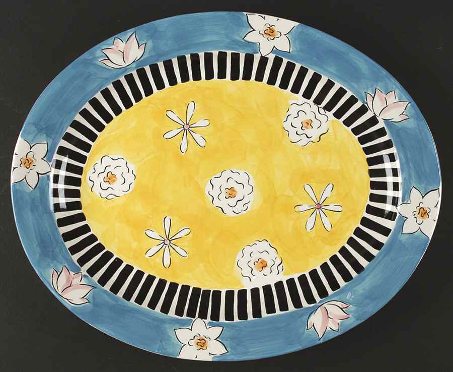 Magnolias 13" Oval Serving Platter by Thailand-1