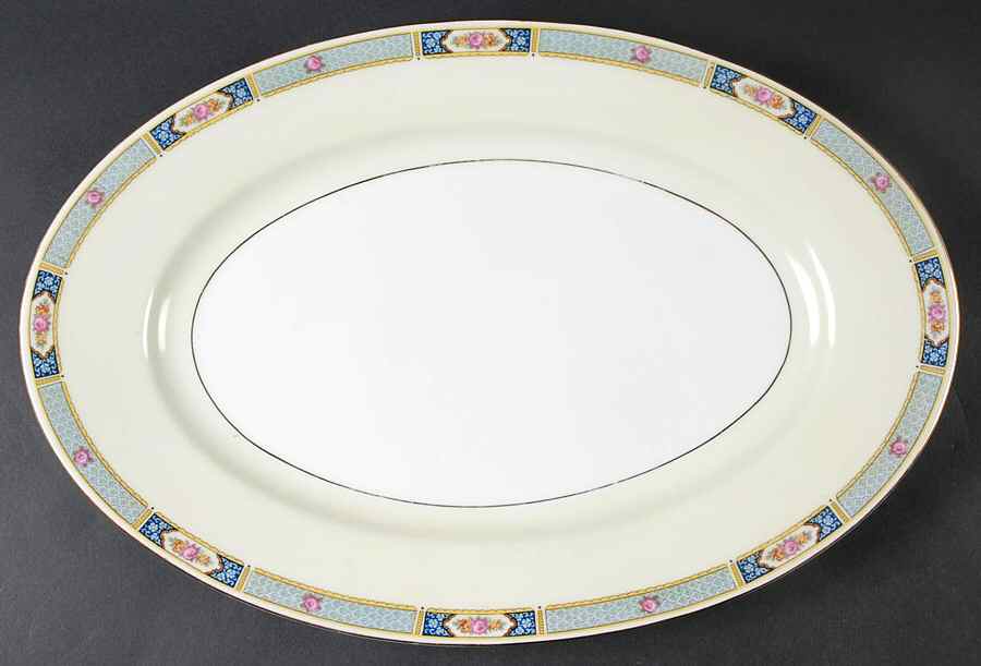 Wales (Cream Rim, Verge Line) 15" Oval Serving Platter by Thomas-1