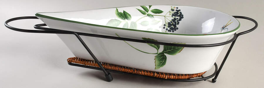Wild Garden 13" Teardrop Bowl with Metal Stand by Temp-Tations-1