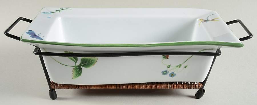 Wild Garden 12" Rectangular Baker W/Metal Stand by Temp-Tations-1