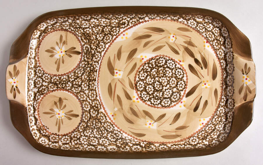 Old World Brown 16" Serving Tray for Round Baker & 2 Ramekins by Temp-Tations-1