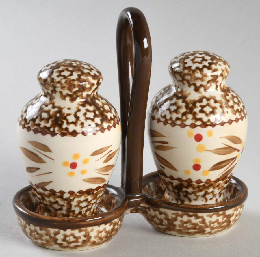 Old World Brown (3 Pc) Salt & Pepper Tray Set by Temp-Tations-1