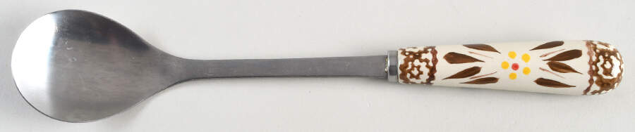 Old World Brown Salad Serving Spoon with Stainless Bowl by Temp-Tations-1