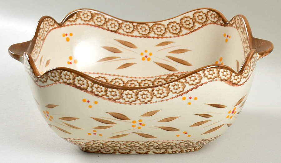 Old World Brown 2.5 Qt Square Bake & Serve Bowl by Temp-Tations-1