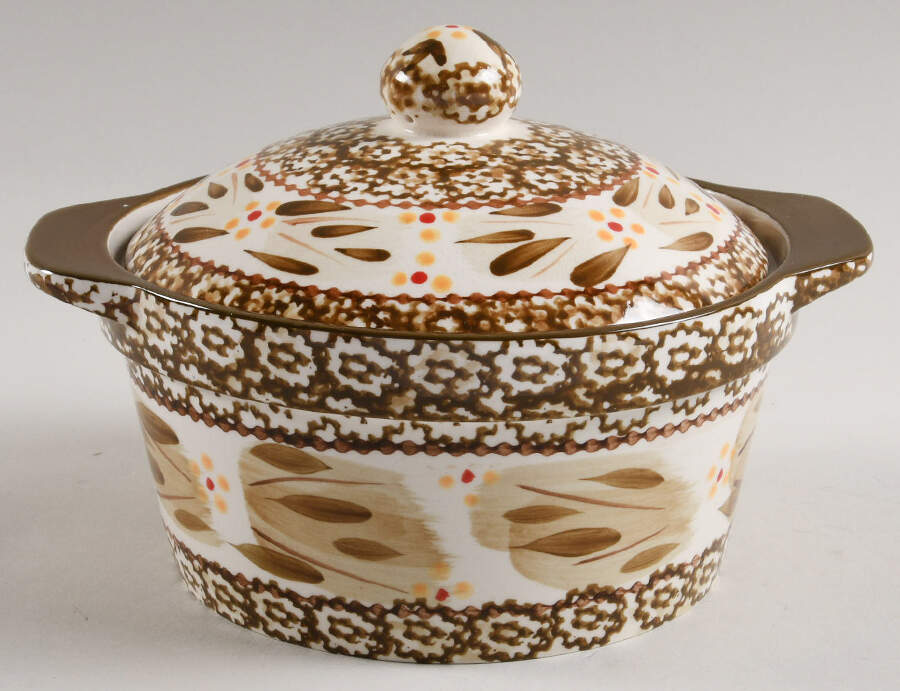 Old World Brown 1 Qt Round Covered Casserole by Temp-Tations-1