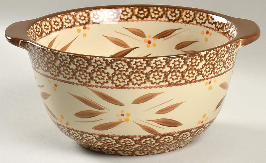 Old World Brown 9" Handle Round Serving Bowl by Temp-Tations-1