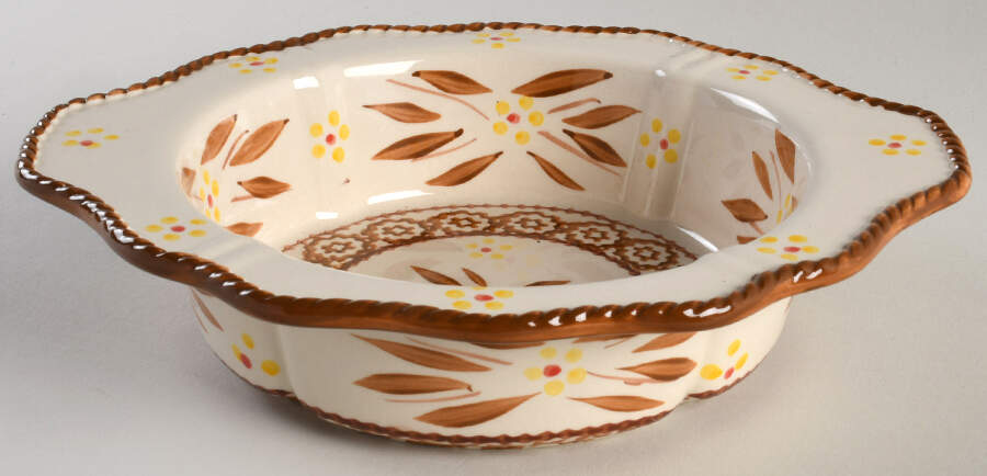 Old World Brown 9" Round Rimmed, Scalloped Baker by Temp-Tations-1
