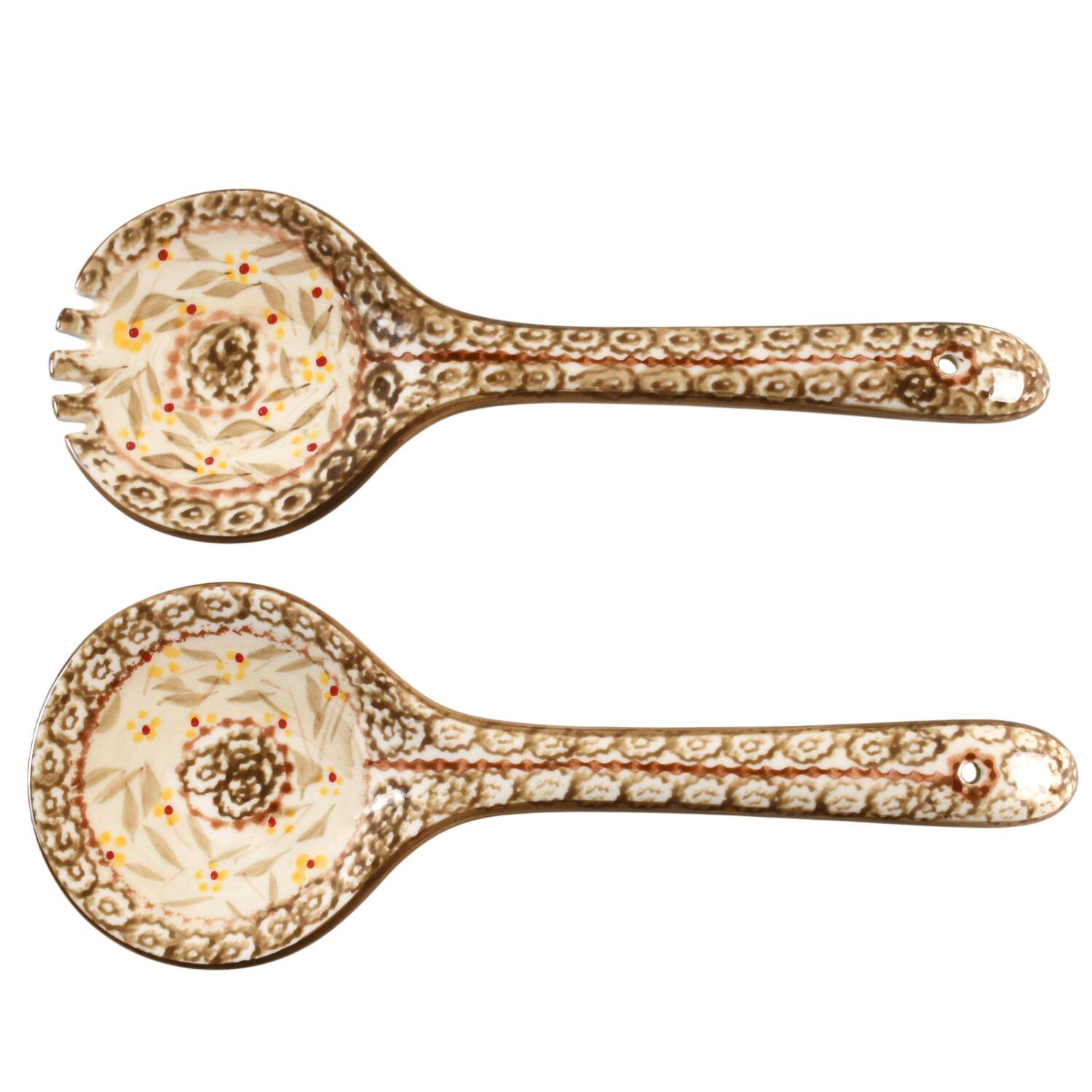 Old World Brown 2 Piece Salad Set, Solid Piece by Temp-Tations-1
