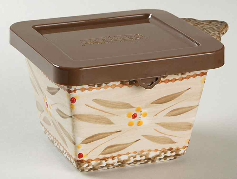 Old World Brown Individual Square Baker & Plastic Lid by Temp-Tations-1
