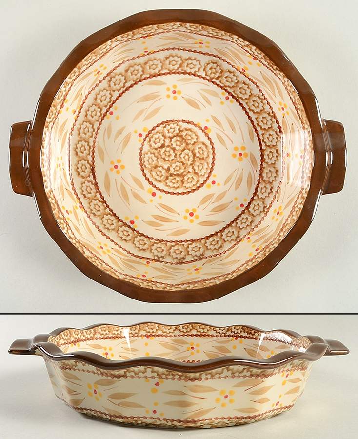 Old World Brown 10" Pie Baking Plate by Temp-Tations-1