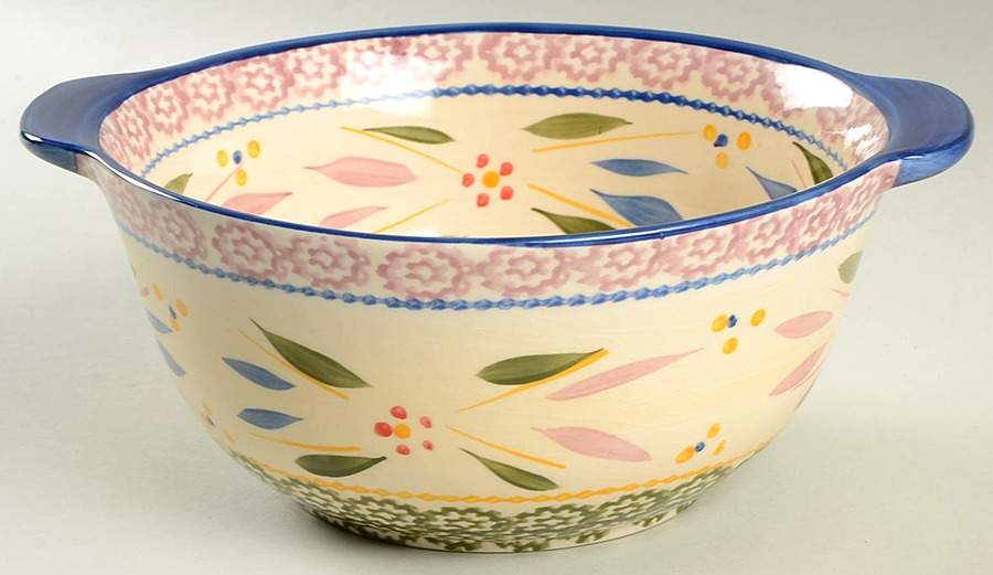 Old World Confetti 9" Handled Round Serving Bowl by Temp-Tations-1