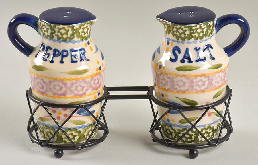Old World Confetti Salt & Pepper w/Metal Stand by Temp-Tations-1