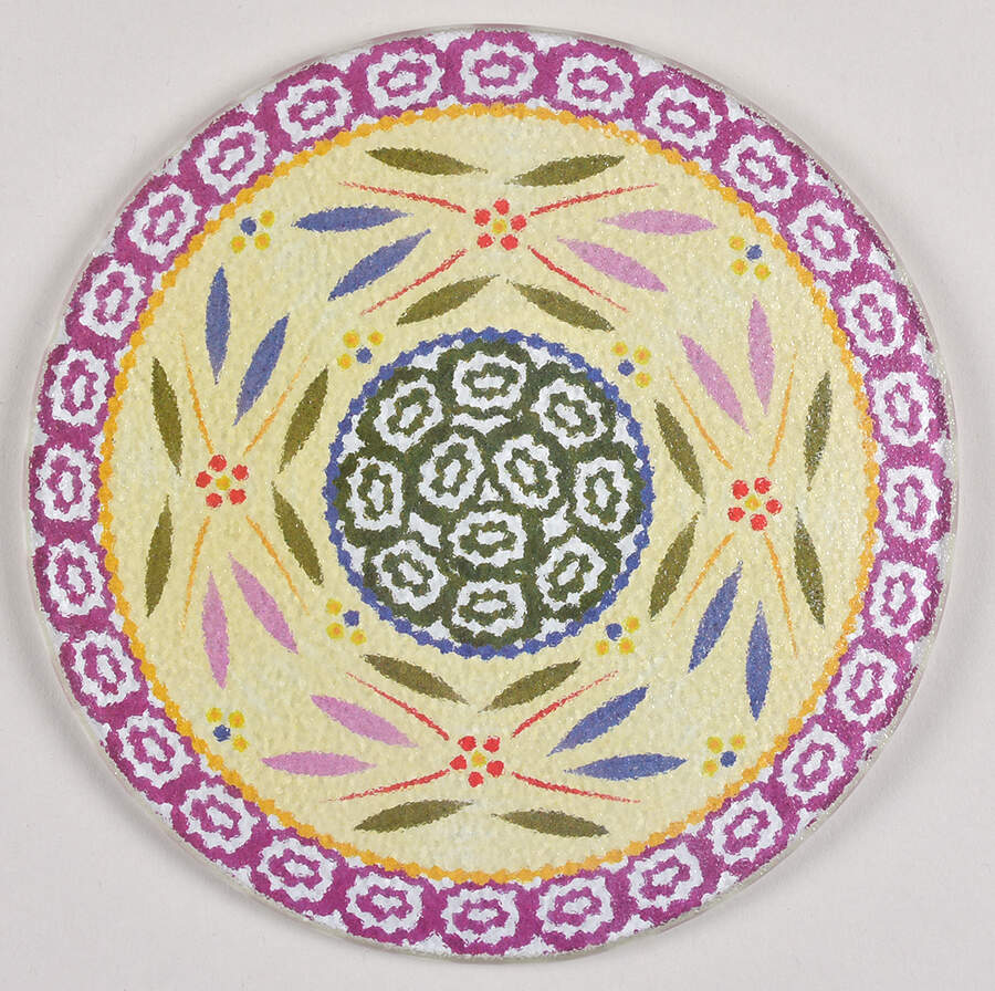 Old World Confetti Round Glass Trivet by Temp-Tations-1