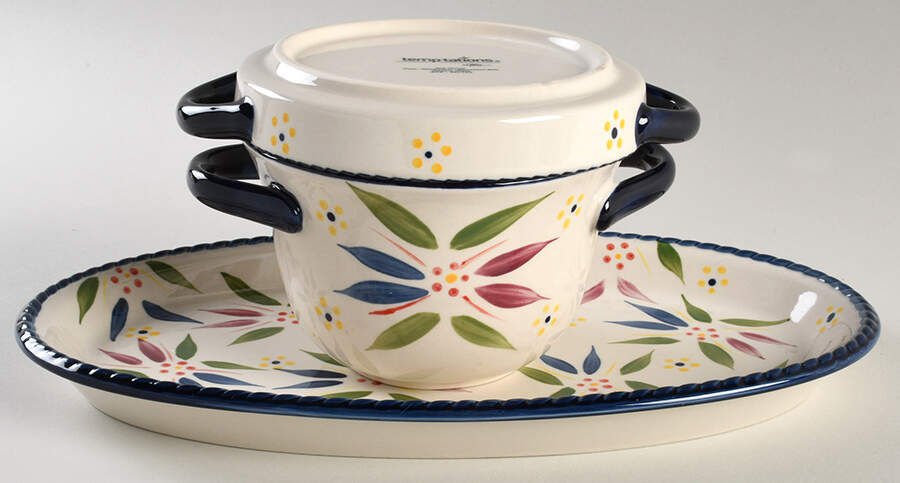 Old World Confetti Covered Soup Bowl & Sandwich Tray by Temp-Tations-1