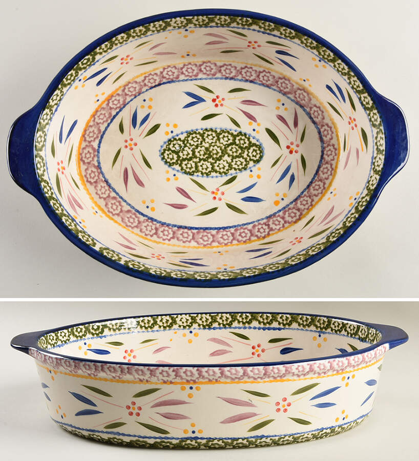 Old World Confetti 14" Oval Baker by Temp-Tations-1