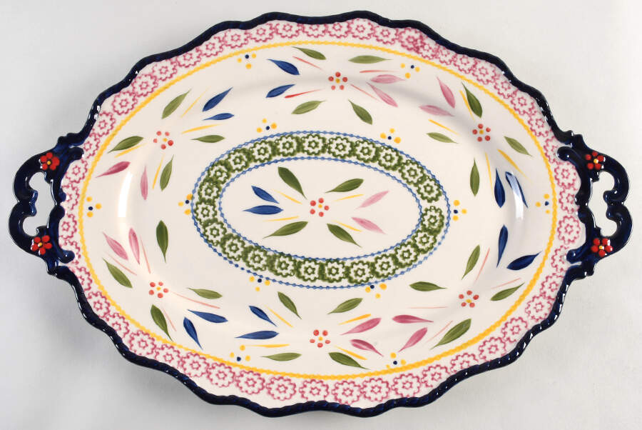 Old World Confetti 18" Oval Handled Platter by Temp-Tations-1
