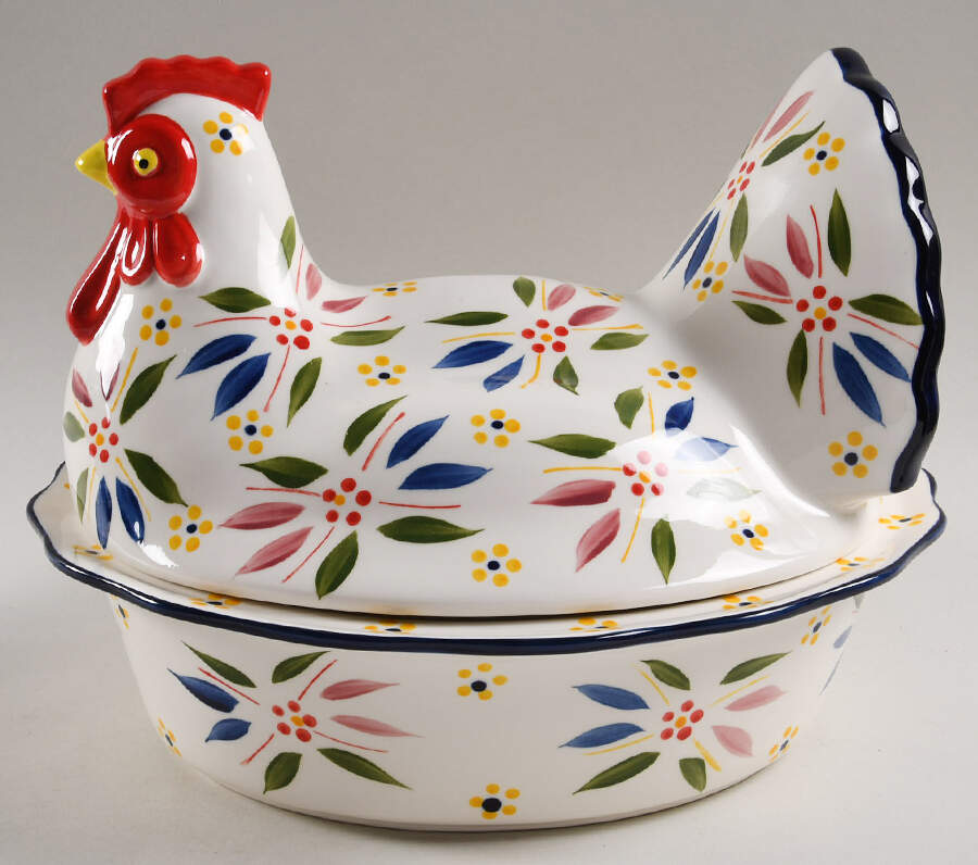 Old World Confetti Figural Oval Baker & Lid by Temp-Tations-1